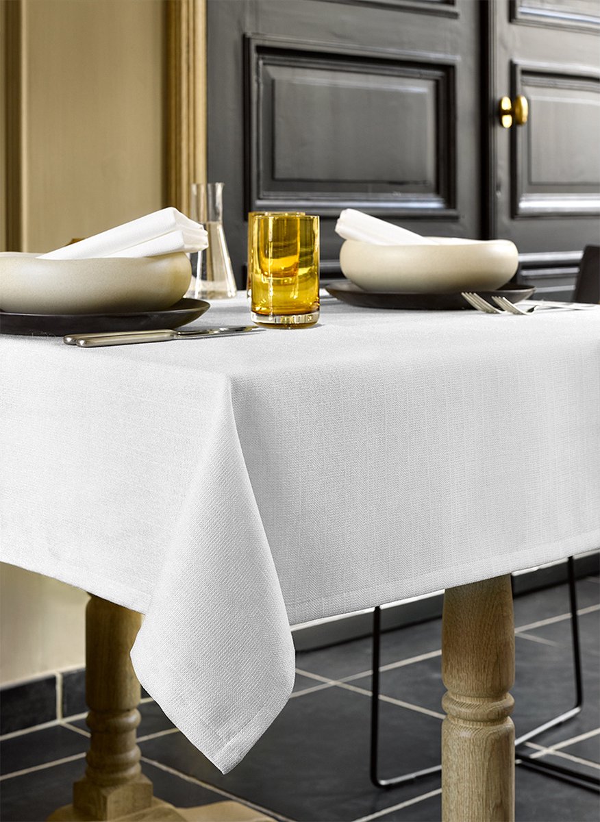 De Witte Lietaer Tafellaken Rond, Gibson Wit - Ø 170 cm - 100% Polyester