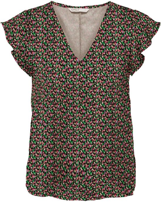 Only T-shirt Onlmila Lurex Capsleeve V-neck Top 15275100 Cherries Dames Maat - XS