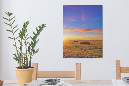 Canvas Schilderij Stro - Zon - Lucht - Landschap - 30x40 cm - Wanddecoratie