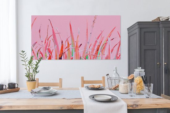 Toile Peinture Été - Plantes - Pastel - 160x80 cm - Décoration murale