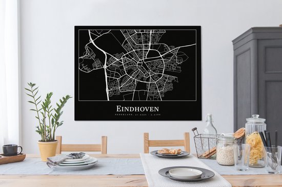 Tableau sur Toile Plan d'Etage - Eindhoven - Carte - Plan de la Ville - 120x90 cm - Décoration murale
