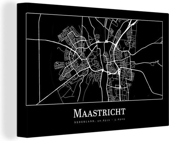 Peinture sur toile Carte - Carte - Maastricht - Plan de la ville - 60x40 cm - Décoration murale