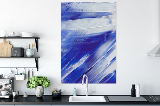 Peinture sur toile - Design - Blauw - 80x120 cm - Décoration murale