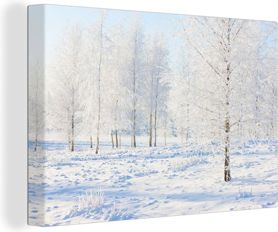 Canvas Schilderij Sneeuw - Bomen - Winter - Wanddecoratie