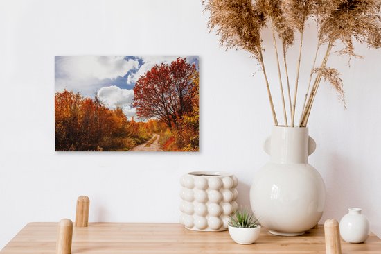 Tableau sur toile Arbre - Chemin - Automne - 30x20 cm - Décoration murale
