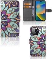 Mobiel Bookcase iPhone 14 Pro Max Smartphone Hoesje Purple Flower
