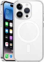 iPhone 14 Pro geschikt hoesje compatibel met (Apple) MagSafe – Transparant - voor Apple Oplader - Doorzichtig