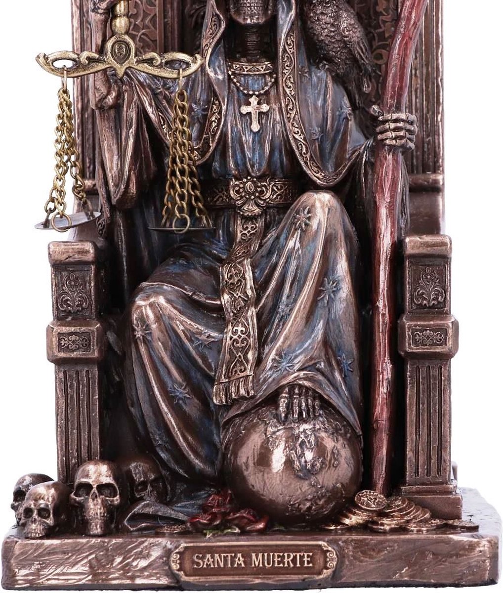 Veronese Design - Santa Muerte zittend op Troon - Gebronds beeld - (hxbxd) ca. 22cm x 12cm X 11cm