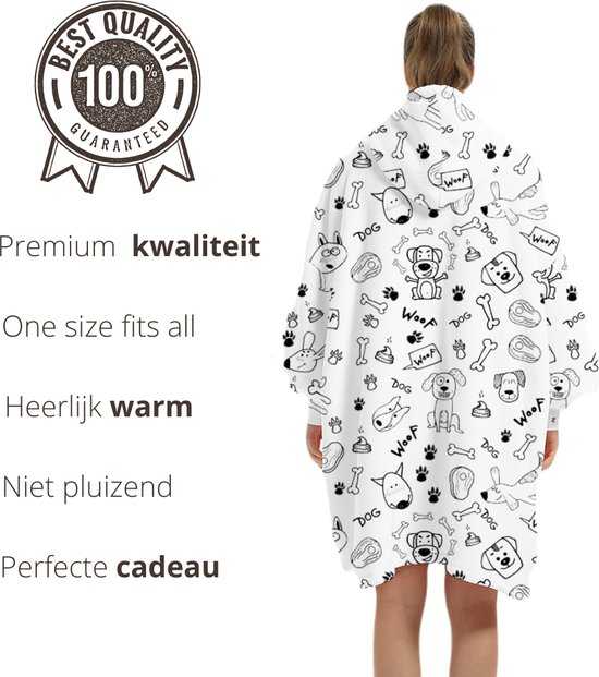 Q-Living Hoodie Deken - Snuggie - Plaid Met Mouwen - Snuggle Hoodie - Fleece Deken Met Mouwen - 1450 gram - Hond