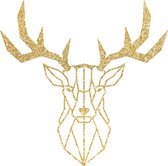 Geometrisch hert goud GLITTER groot - wanddecoratie - muurdecoratie - dierenkop hert