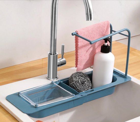Étagère évier de cuisine télescopique - Porte-savon et éponge, rangement  pour évier, accessoire de cuisine