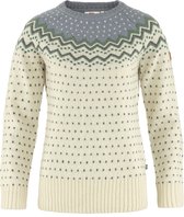 Fjallraven Ovik Knit Sweater - Outdoortrui - Dames - Wit/Grijs/Groen - Maat M