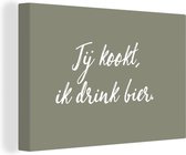 Tableau sur toile Citations - Dictons - Tu cuisines, je bois de la bière - Bières - 180x120 cm - Décoration murale XXL
