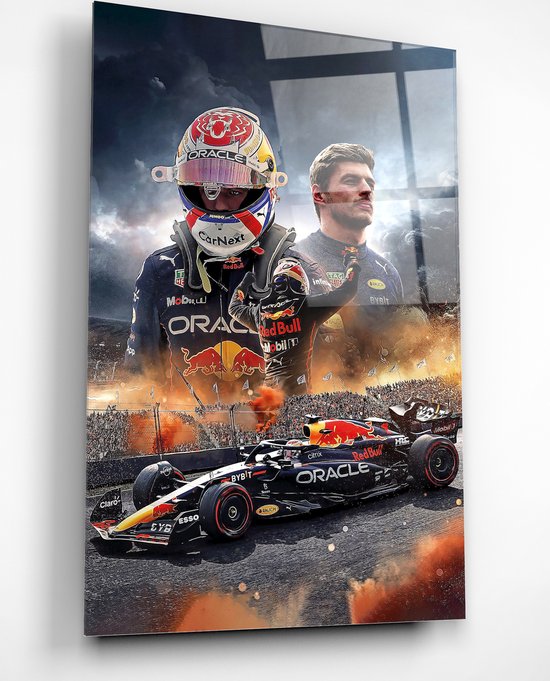 Peinture sur verre de Luxe Max Verstappen Champion Zandvoort Dutch GP - Système de suspension inclus - Taille 70x50