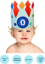 Puk Art© | Verjaardagskroon Blauw | Feestmuts | Verjaardagsmuts | Feesthoed | Vilten kroon | Jongen | Baby | 0 tot 10 jaar | Kraamcadeau