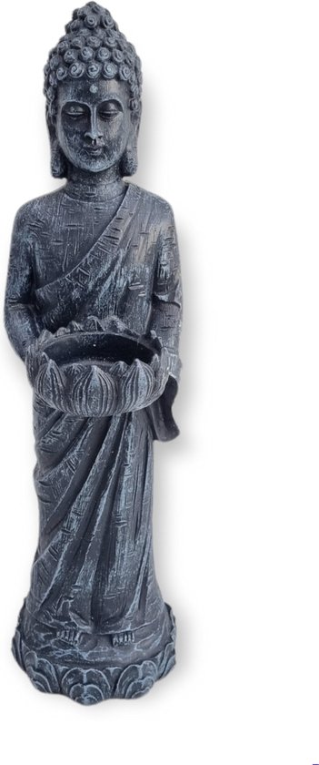 Statue de Bouddha - Photophore - Polyester - Blauw - 32 cm