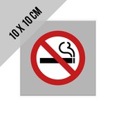Pictogram/ bordje | Rookverbod | 10 x 10 cm | Bord | Grijs | Verboden te roken | Rookvrij gebouw | Sigaretten | Openbaar gebouw | Wegwijs | 1 stuk
