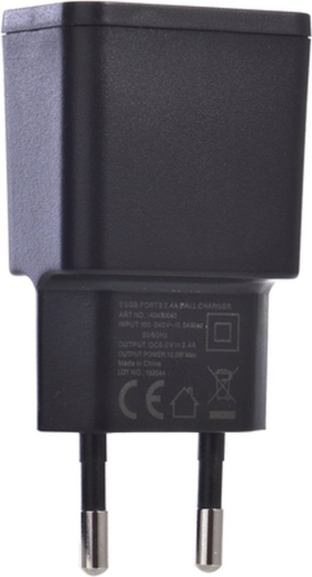 Tekmee USB Adapter - 2.4 Fast Charger met 2 USB poorten
