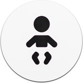 Wc bordje – Baby Verschoonplaats – Rond – Wit met Zwart – 10 x 10 cm - Toilet bordje – Deurbord – Zelfklevend