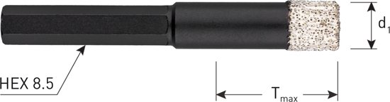 Diamanttegelboor '758' met 6-knt. opname, 10Ø