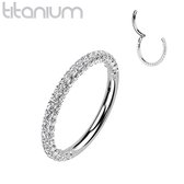 Piercing titanium clicker rondom steentjes 1.2x8 wit