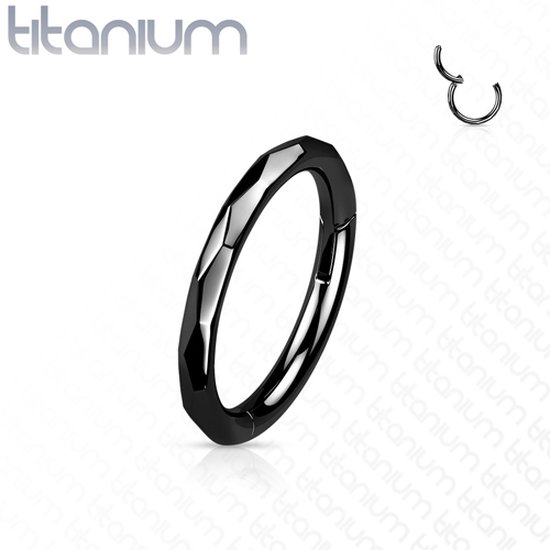 Piercing clicker titanium geslepen zijdes zwart 1.2x8
