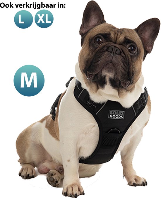 Hondentuigje Medium – Hondenharnas - Anti Trek Tuig Hond – Y Tuig – Reflecterend – Zwart – maat M
