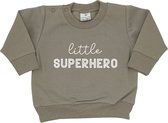 Sweater voor baby - Little Superhero - Beige - Maat 62 - Geboorte - Kraamcadeau - Cadeau  - Babyshower - Babykleding - Jongens - Boy - Jongenskleding