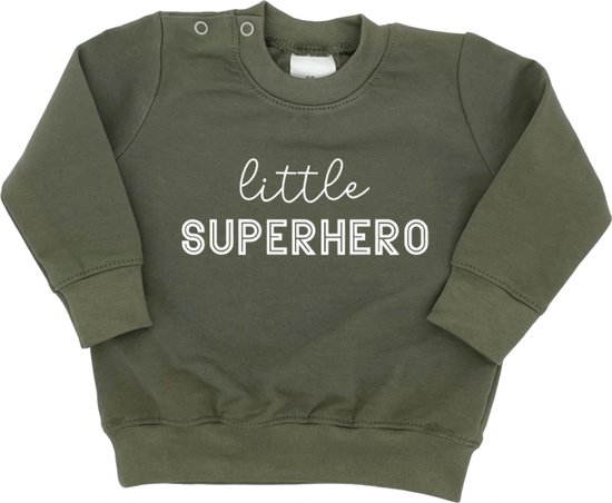 Sweater voor baby - Little Superhero - Groen - Maat 68 - Geboorte - Kraamcadeau - Cadeau  - Babyshower - Babykleding - Jongens - Boy - Jongenskleding