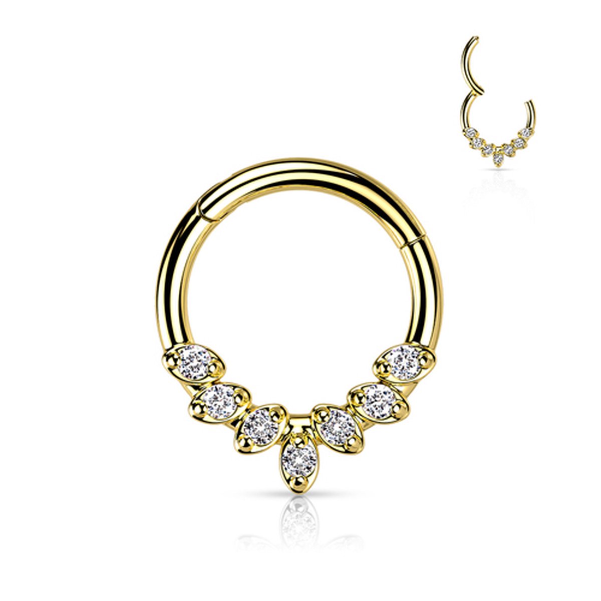 Piercing PVD high quility facing 7leafs 1.2x8 - goud - LMPiercings