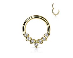 Piercing PVD high quility facing 7leafs 1.2x8 - goud - LMPiercings