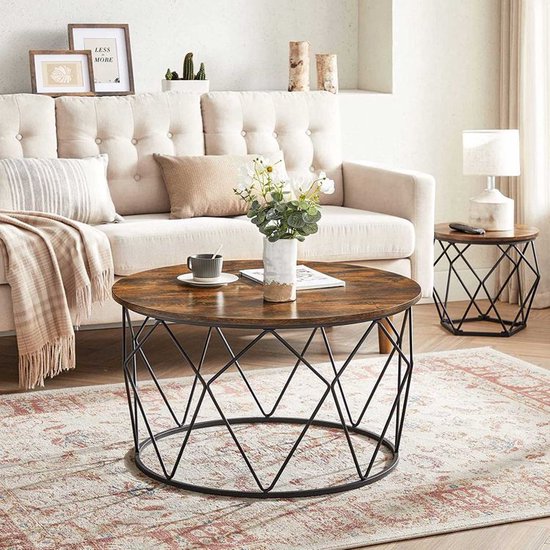vidaXL Salontafel 120x60x40 cm MDF en ijzer lichtbruin en zwart, tafel, bijzet tafel, salon tafel, bijzettafel, koffietafel, koffie tafel, tafels