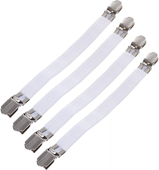 10-delige set hoeslaken spanners, verstelbaar 65-240 cm, zwarte elastische spanbanden met metalen klemmen, geschikt voor lakens, strijkplanken