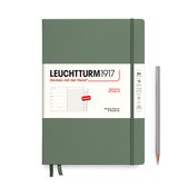 Leuchtturm1917 - agenda - 2023 - weekplanner + notities - 12 maanden - b5 - 17,8 x 25,4 cm - hardcover - olijfgroen