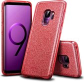 LuxeBass Samsung Galaxy S9 - Glitter Siliconen - Rood - telefoonhoes - gsm hoes - gsm hoesjes