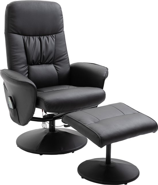HOMCOM Massagestoel met voetenbank tv-stoel relaxstoel 145° hellingshoek zwart 700-113V01