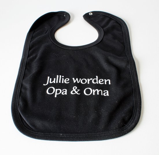 Brievenbus cadeau Jullie worden Opa & Oma - cadeau zwangerschap - cadeau Opa & Oma - slabber zwart - babyslofjes van Luckz — afbeelding 2