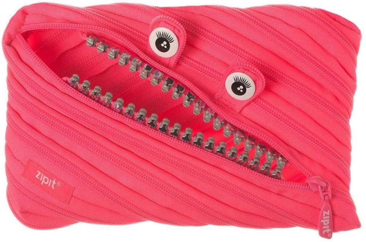 etui Grillz Monster Jumbo roze gemaakt van één lange rits make-up tasje pennenetui toilettas