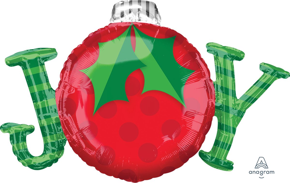 Amscan - Folieballon - Kerstbal - Joy - 78x58 cm - Leeg - 1 Stuks.