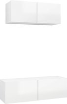 vidaXL - 3-delige - Tv-meubelset - bewerkt - hout - hoogglans - wit