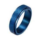 Despora - Anxiety Ring - (Glitter) - Stress Ring - Fidget Ring - Draaibare Ring - Spinning Ring - Spinner Ring - Blauwkleurig RVS - (17.25 mm / maat 54)