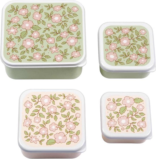 Foto: A little lovely company brooddoos broodtrommel lunch snack box set van 4 bloesems