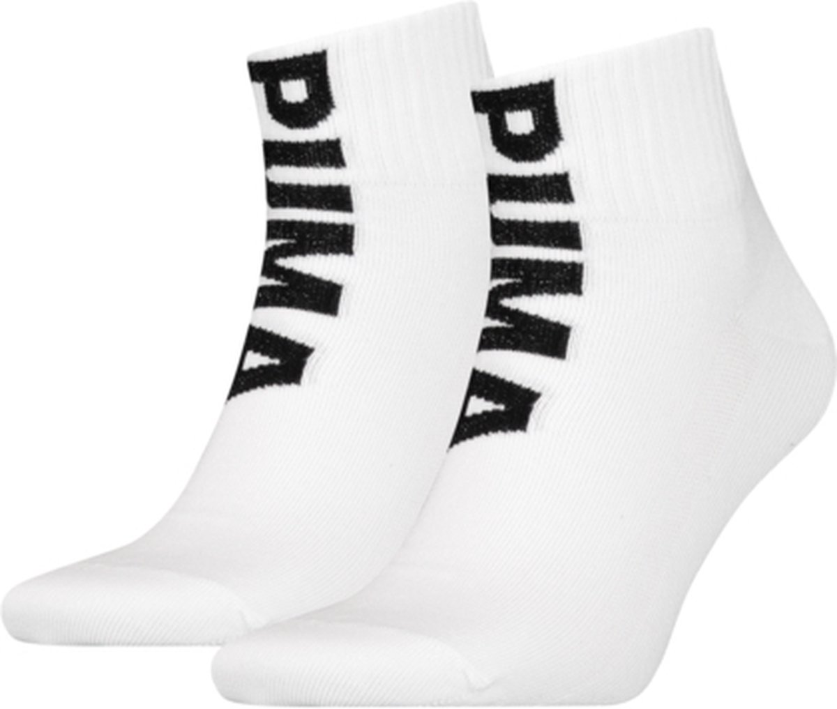 Puma Quartersokken Heren Logo 2-pack Wit