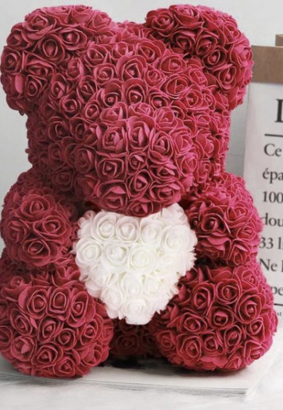 UCAMP Rozenbeer,bloem teddybeer,Handgemaakte rozenbeer,Rose teddybeer met geschenkdoos,LED-verlichting,liefdeskaart en liefdesballon,cadeau voor Moederdag,Valentijnsdag,jubileum (25 x 18 cm