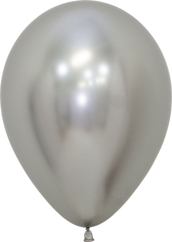 Sempertex Reflex silver Latex Balloons (Pack of 50) (Silver)