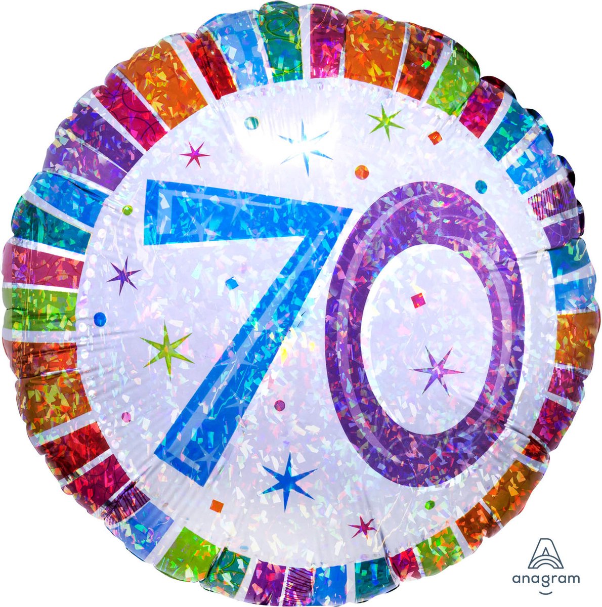 Anagram - Folieballon - Radiant - 70 Jaar - Zonder vulling - 43cm