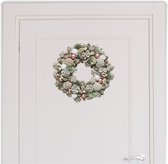 Kerstkrans/dennenkrans - groen - roze decoratie - D50 cm - kerstkransen
