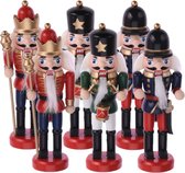 6x stuks kersthangers notenkrakers poppetjes/soldaten 12,5 cm - Kerstversiering/boomversiering - kerstornamenten