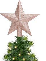 Kerstster/kerstboom piek/topper - lichtroze - H19 cm - glitter - Kerstversiering