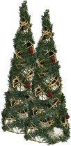 2x stuks kerstverlichting figuren Led kegel kerstbomen draad/groen 40 cm 20 leds